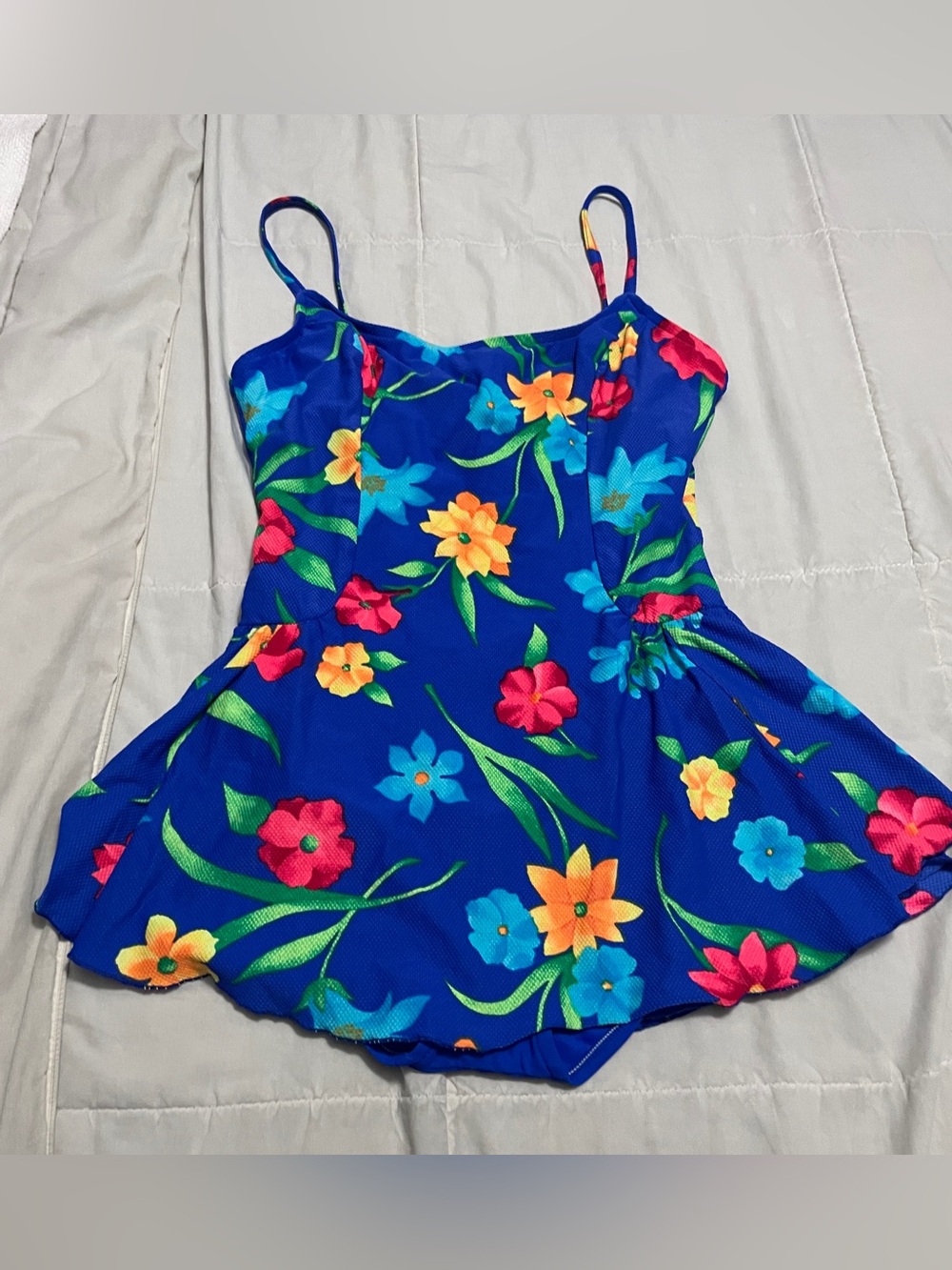 Vintage Cole of California Blue Floral one piece swimsuit Spaghetti Straps